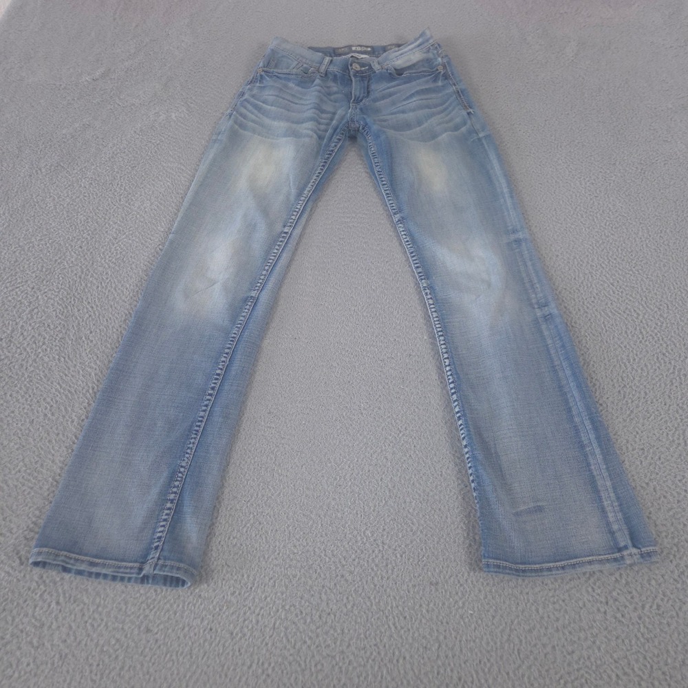 BKE Jeans Men 29x32 Long Blue Aiden Bootleg Stretch Medium Wash Whiskered Denim